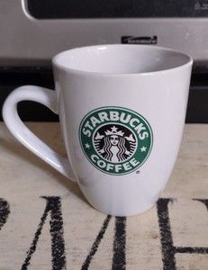 Starbucks 2007 Coffee Mug White w Classic Green Logo 12 oz
